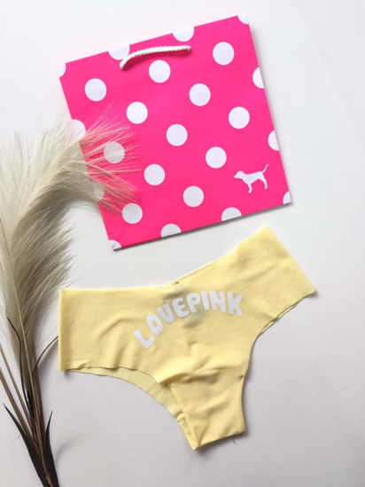 Imagen de PINK Panty No-Show Cheekster Amarillo Letras Blancas